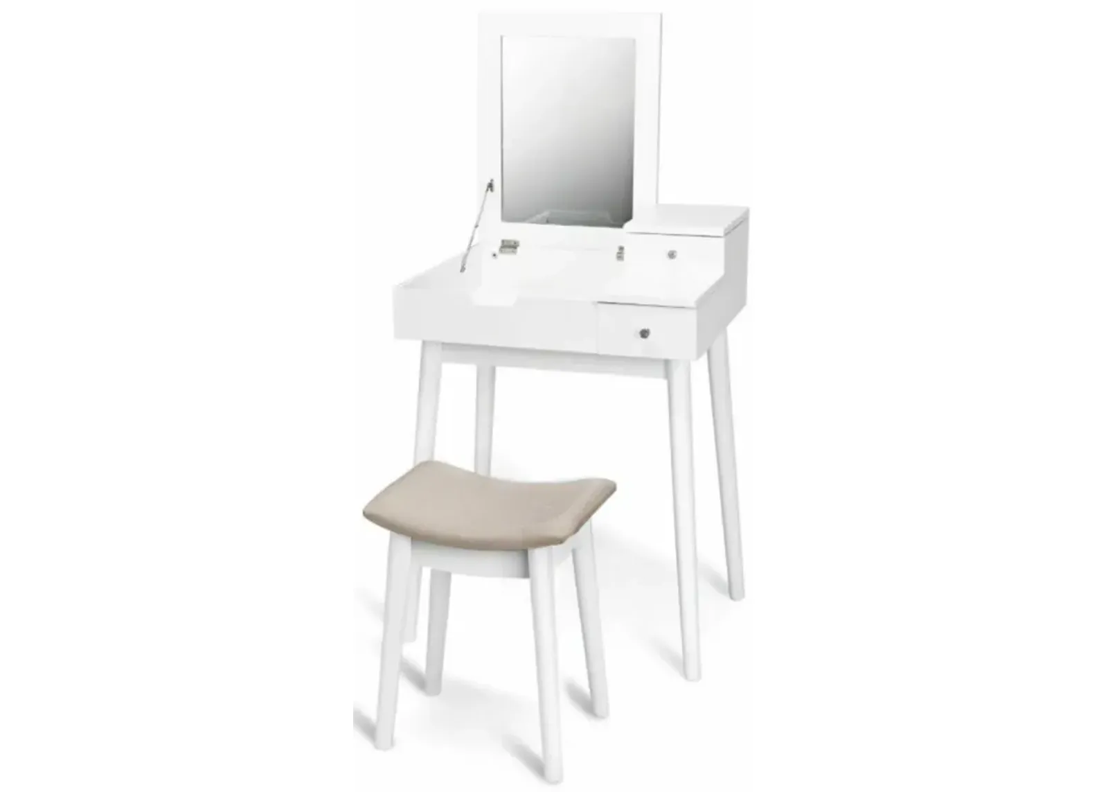 Hivvago Vanity Dressing Table Set Flip Mirror Desk Furniture Stool