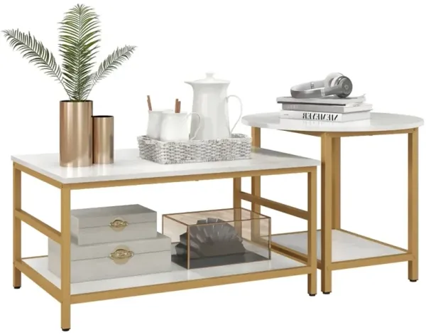 Set of 2 Nesting Coffee Tables for Modern Living Room & Space-Saving Design
