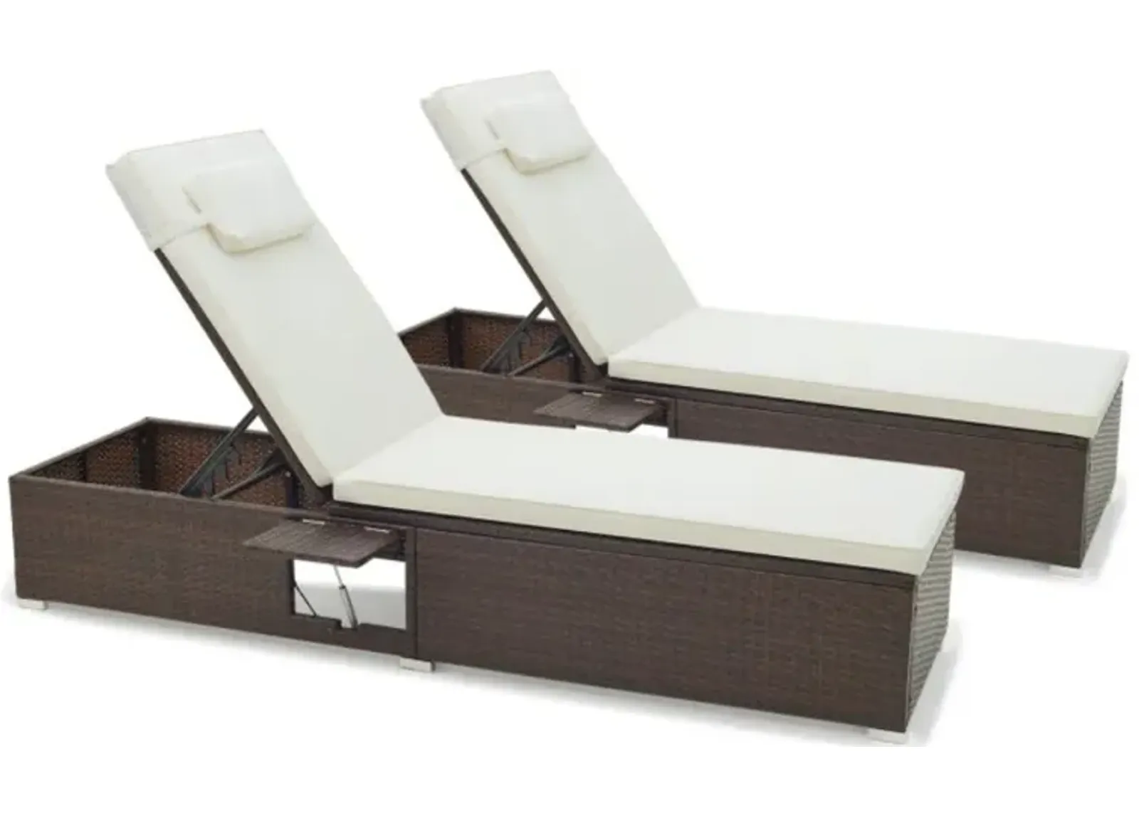 Hivvago Patio Chaise Lounge Set of 2 with Backrest Seat Cushion and Headrest