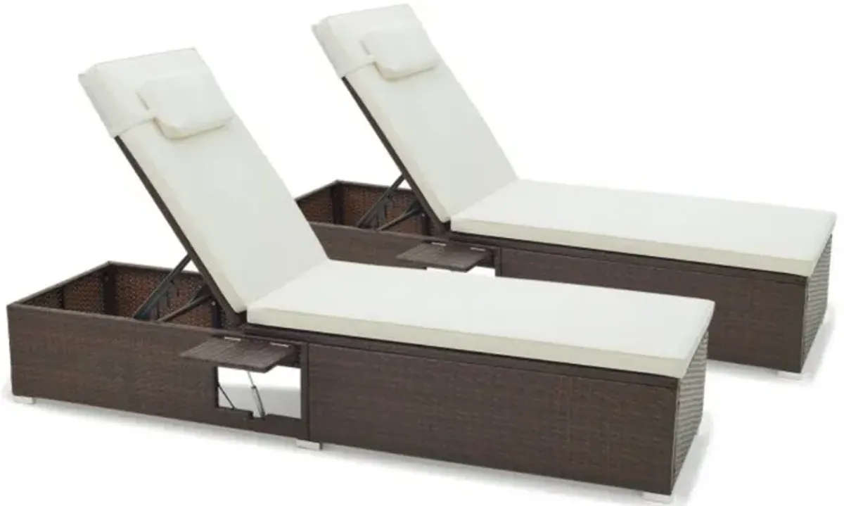 Hivvago Patio Chaise Lounge Set of 2 with Backrest Seat Cushion and Headrest