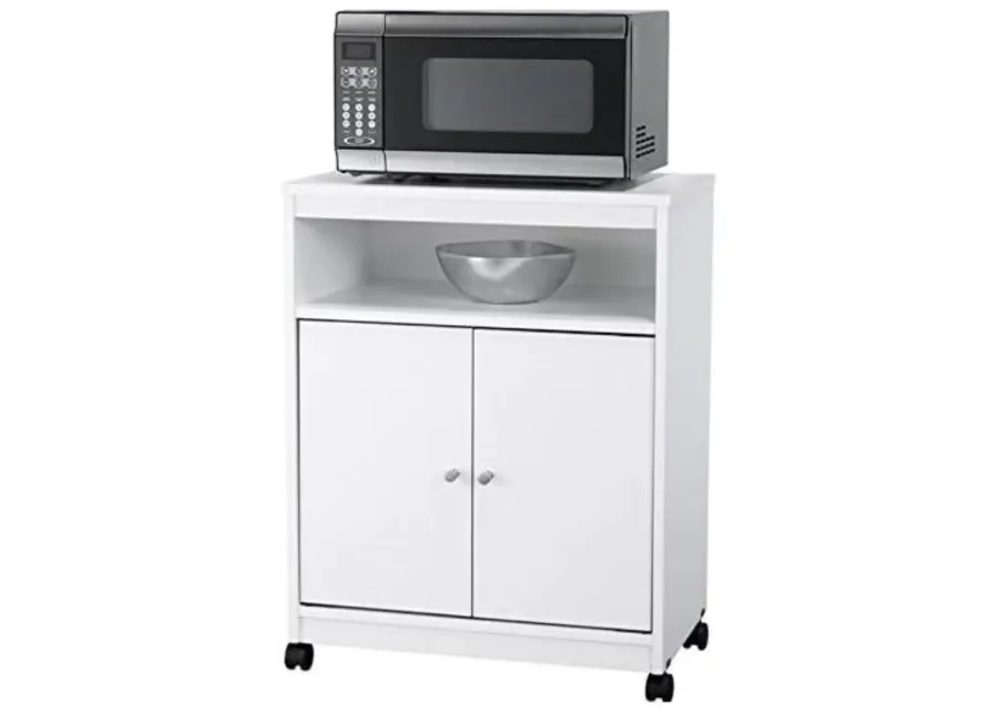 Hivvago White Utility Cart / Kitchen Microwave Cart with Casters