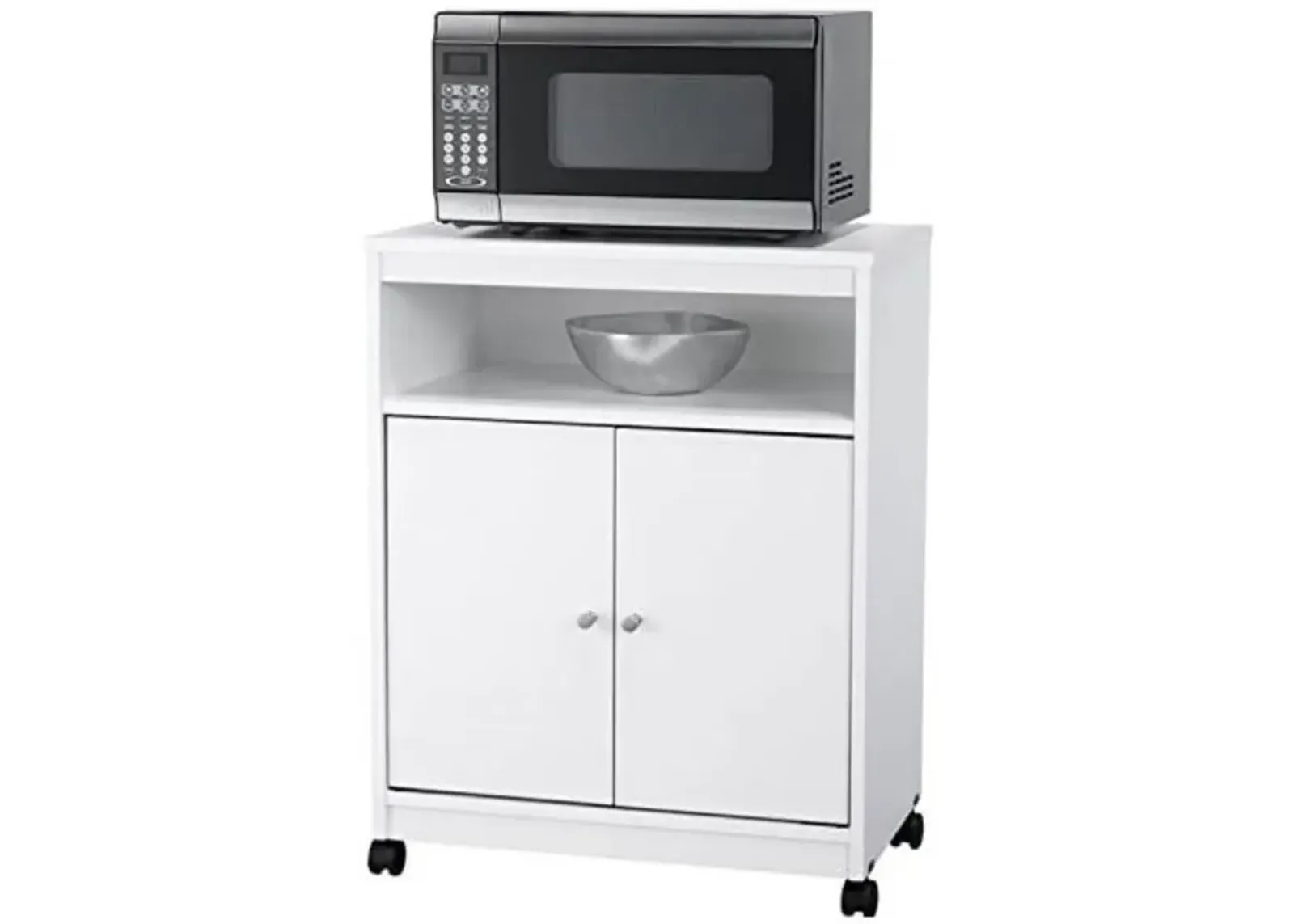 Hivvago White Utility Cart / Kitchen Microwave Cart with Casters