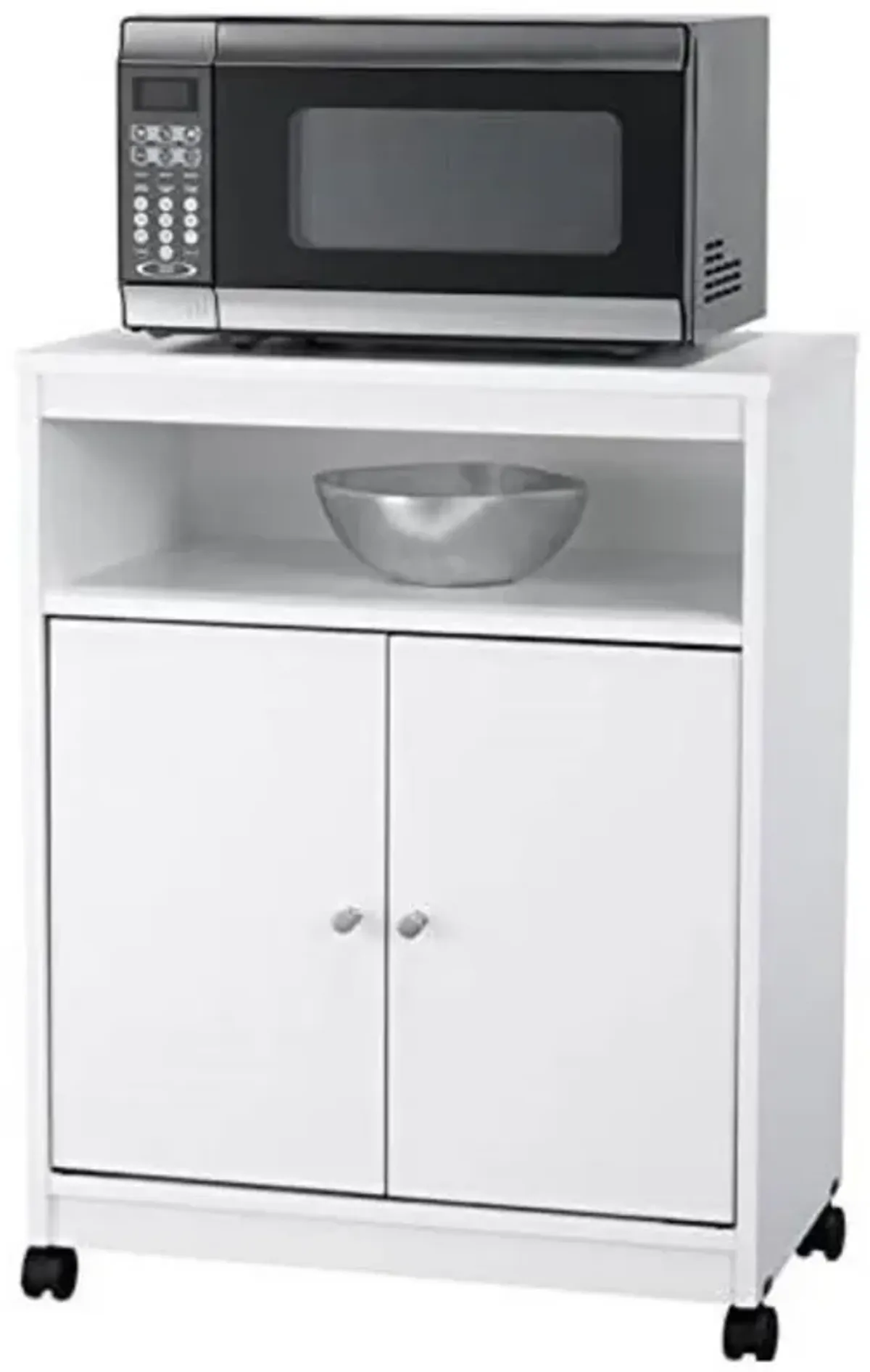 Hivvago White Utility Cart / Kitchen Microwave Cart with Casters