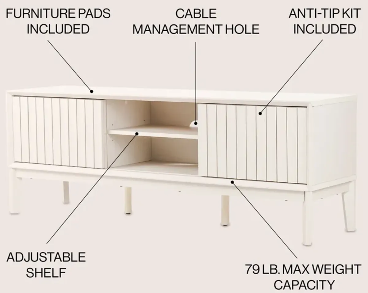 Gennaro Farmhouse 3-Storage Sliding Door TV Stand Fits TVs with Cable Management