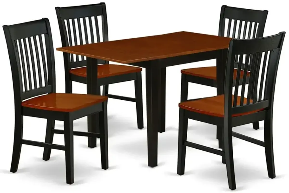Dining Room Set Black & Cherry, NDNO5-BCH-W