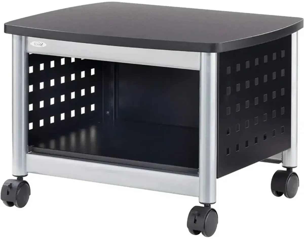 Hivvago Under-Desk Printer Stand Mobile Office Cart in Black and Silver