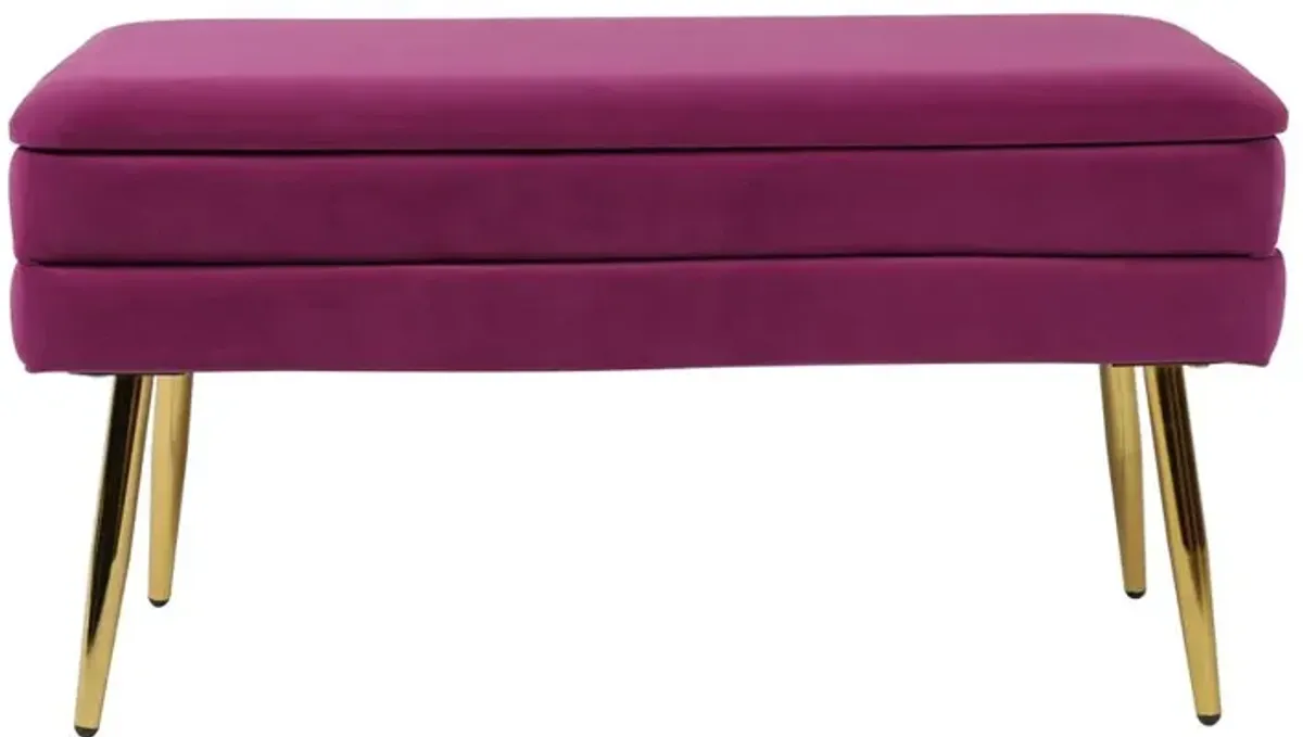 Belen Kox Plum Velvet Storage Bench, Belen Kox