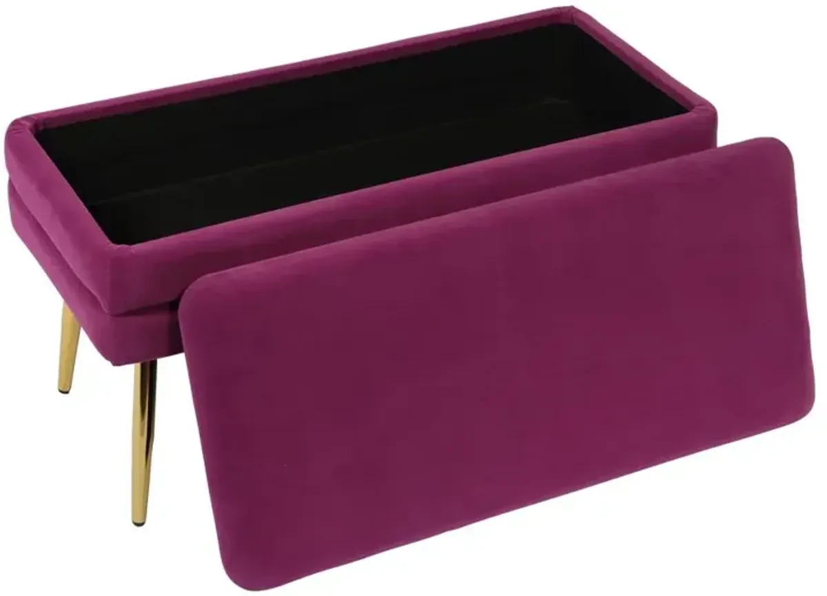 Belen Kox Plum Velvet Storage Bench, Belen Kox