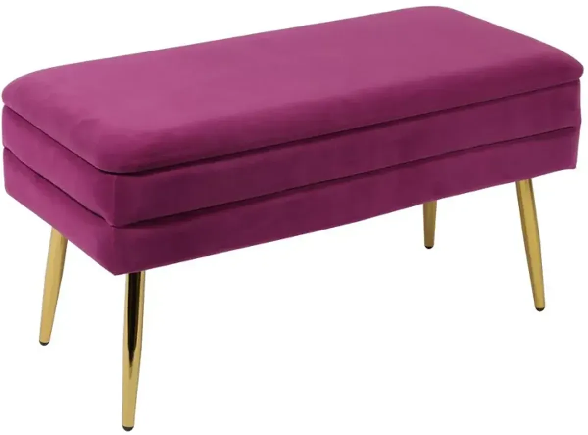 Belen Kox Plum Velvet Storage Bench, Belen Kox