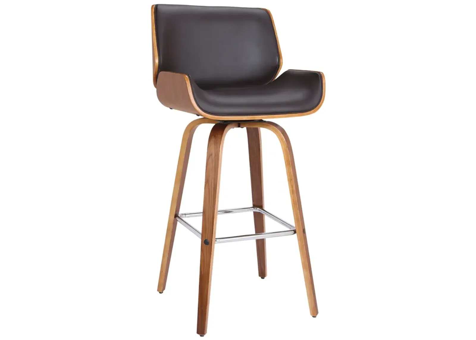 Tyler  Counter Height Swivel Cream Faux Leather and Walnut Wood Bar Stool