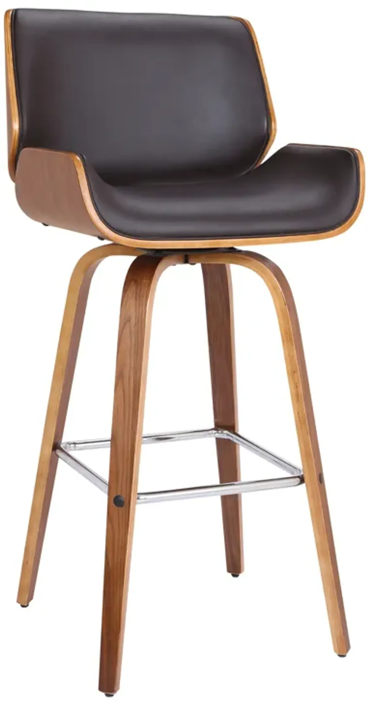 Tyler  Counter Height Swivel Cream Faux Leather and Walnut Wood Bar Stool