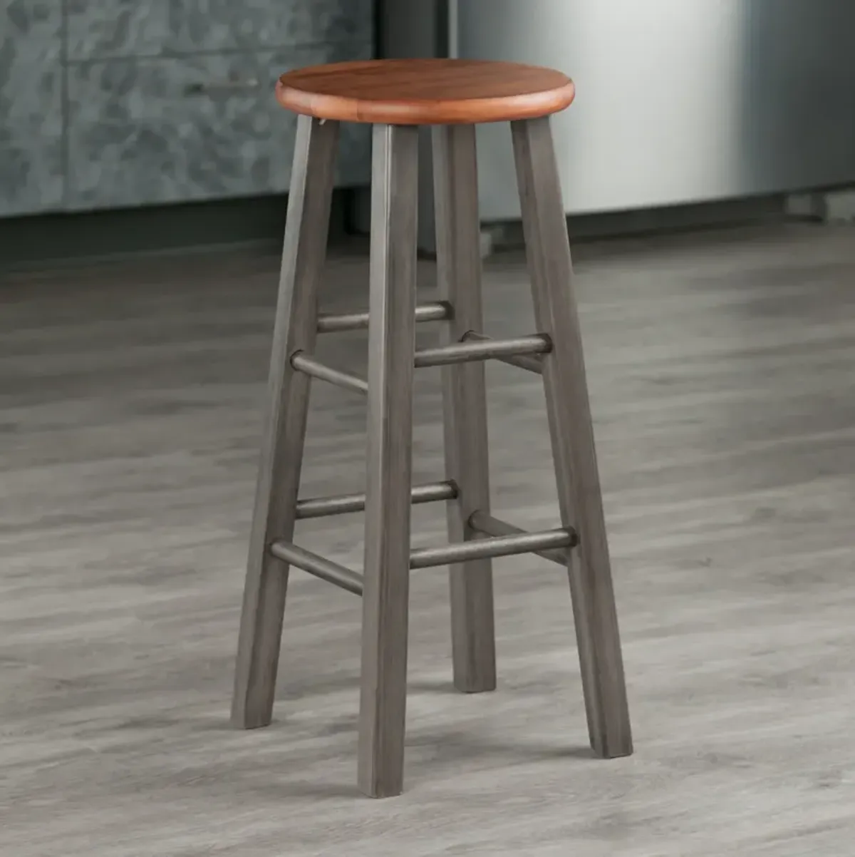 Winsome Ivy Bar Stool 29", Rustic Teak / Gray Finish