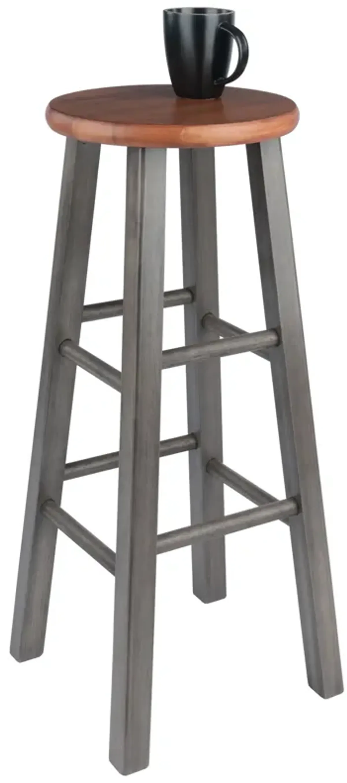 Winsome Ivy Bar Stool 29", Rustic Teak / Gray Finish