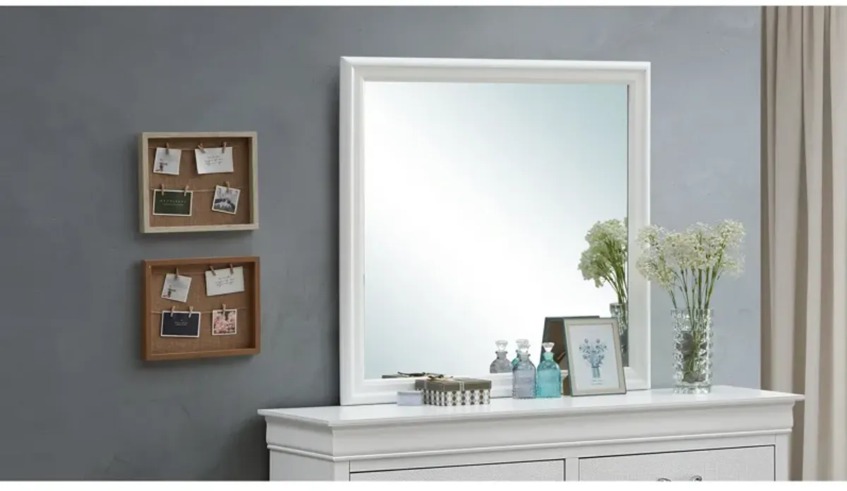 Lorana 38 in. x 38 in. Modern Square Framed Silver Champagne Dresser Mirror