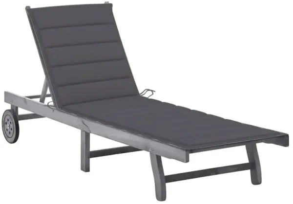 Sunlounger Grey Solid Acacia wood Standard Height-Adjustable
