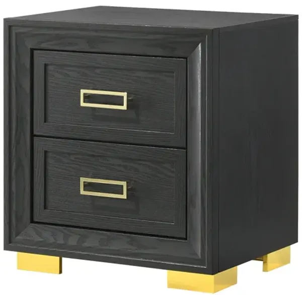 Streamdale Modern Glam 2-Drawer Nightstand Black Gold