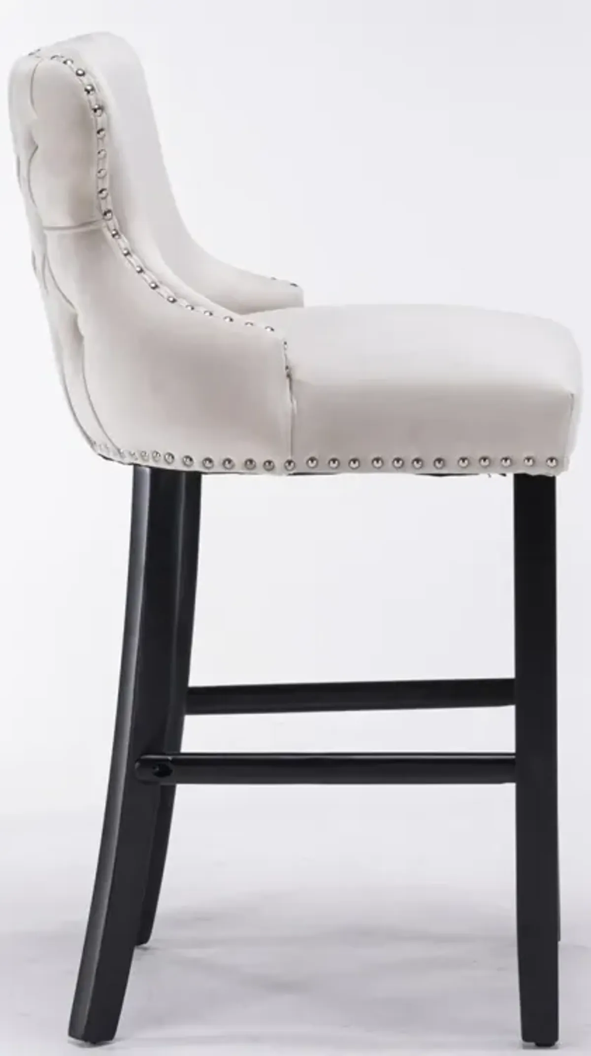 Velvet Wingback Bar Stools with Button Tufted Decoration, Set of 2