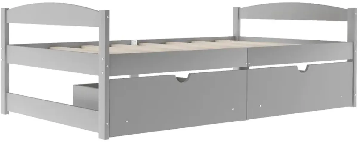 Twin Size Platform Bed, with Two Drawers