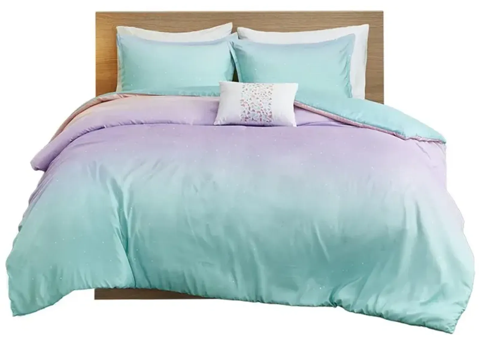 Belen Kox Aqua Glitter Ombre Duvet Cover Set, Belen Kox