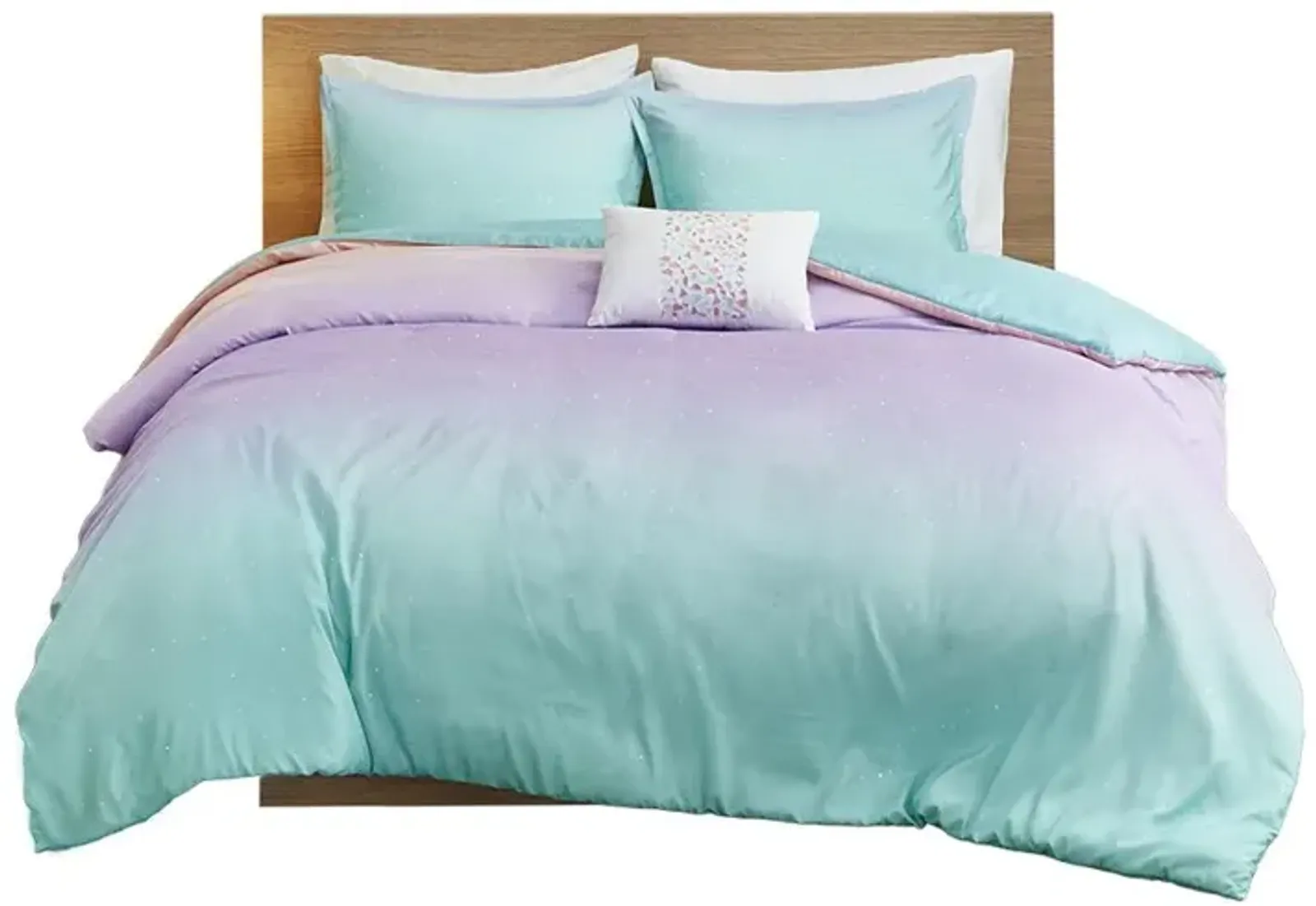 Belen Kox Aqua Glitter Ombre Duvet Cover Set, Belen Kox