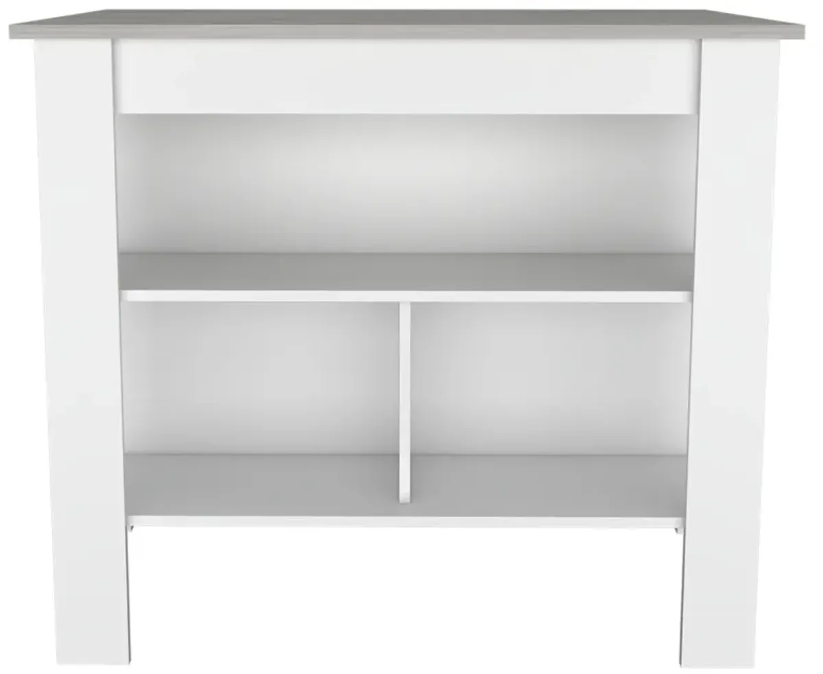 DEPOT E-SHOP Delos Kitchen Island, Four Legs, Three Shelves