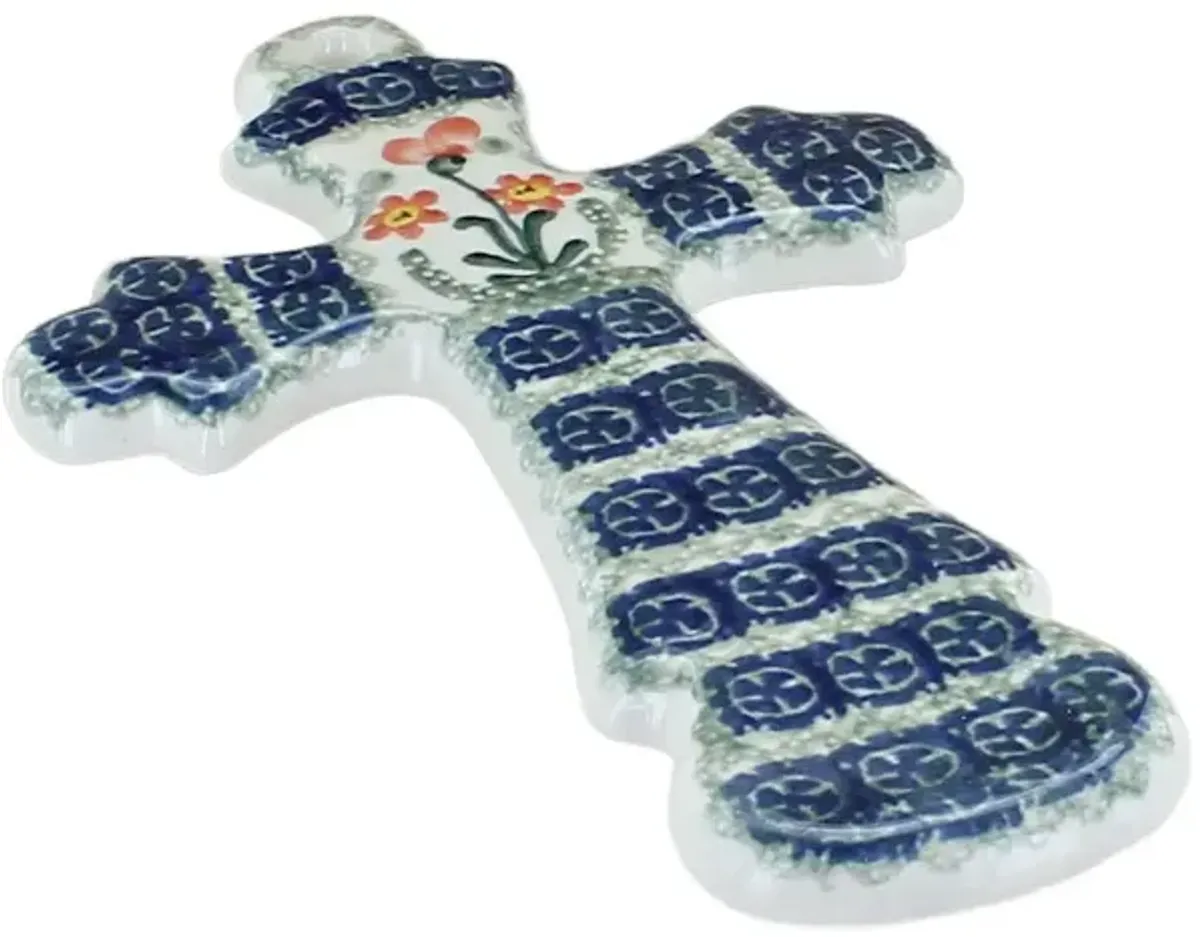 Blue Rose Polish Pottery Mardi Gras Cross