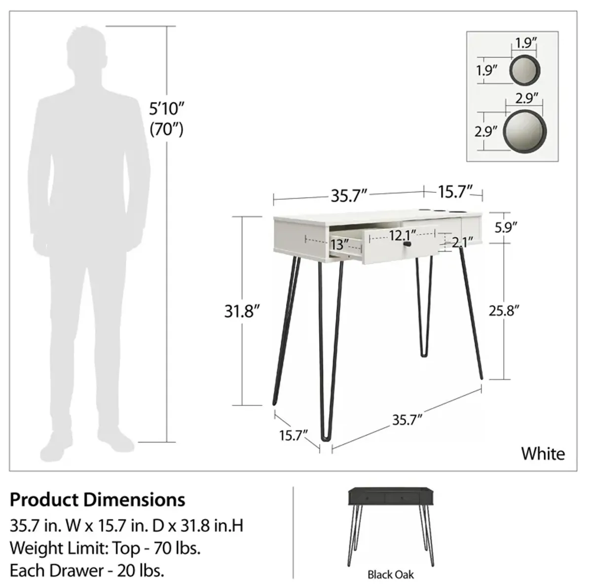 Novogratz Kimberly At Home Vanity with Drawers