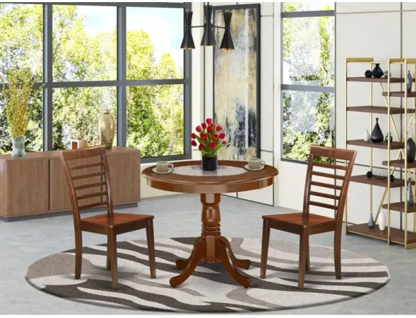 East West Furniture Dining Room Set Mahogany, ANML3-MAH-W