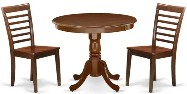 East West Furniture Dining Room Set Mahogany, ANML3-MAH-W