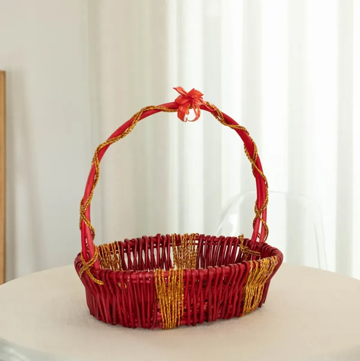 Wickerwise Hand Woven Basket, Wicker Basket - Perfect Storage Basket, Garden Party Decoration or Picnic basket - Gift Basket for Thanksgiving, House Warming, Wedding, Valentine's Day and Birthday