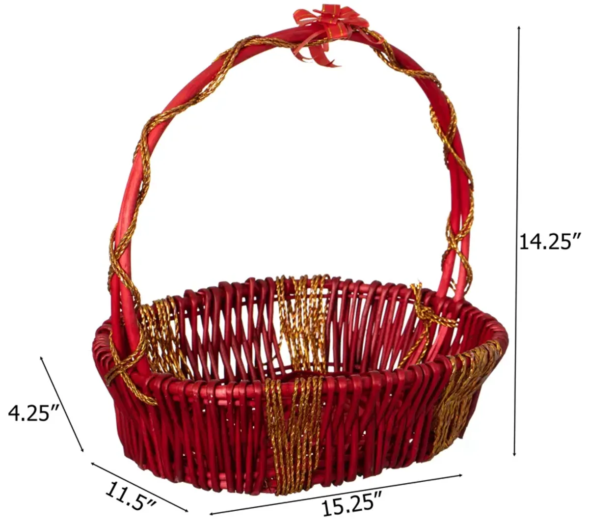 Wickerwise Hand Woven Basket, Wicker Basket - Perfect Storage Basket, Garden Party Decoration or Picnic basket - Gift Basket for Thanksgiving, House Warming, Wedding, Valentine's Day and Birthday