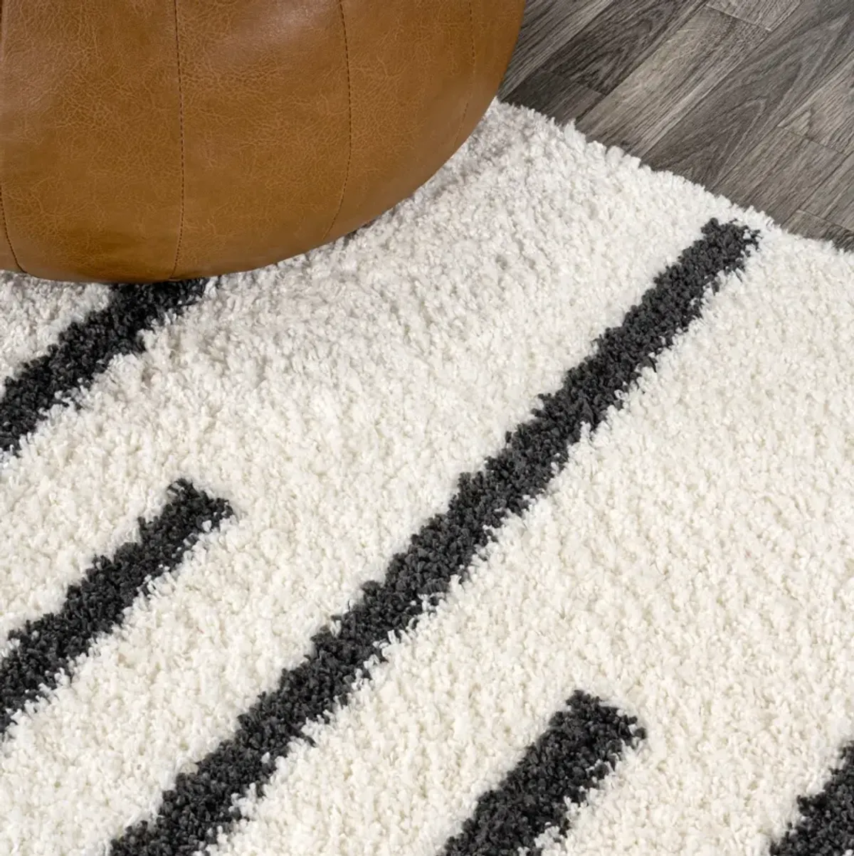 Alaro Berber Stripe Shag Area Rug