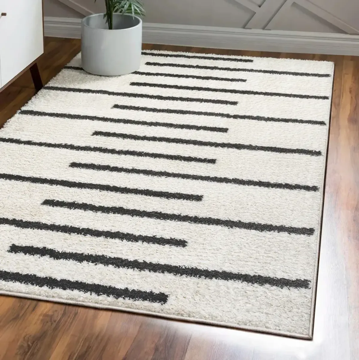 Alaro Berber Stripe Shag Area Rug