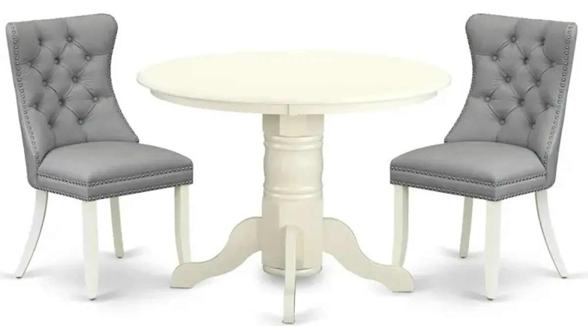 3 Piece Dinette Set Consists of a Round Kitchen Table with Pedestal