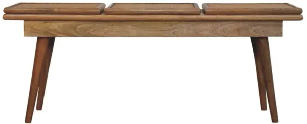 Artisan Furniture Solid Wood Larissa Triple Accent Oak-ish Cane Bench