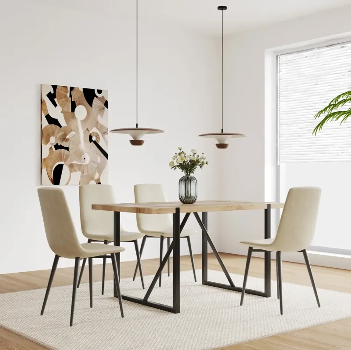 Merax Dining Table and 4 Dining Chairs Dining Set