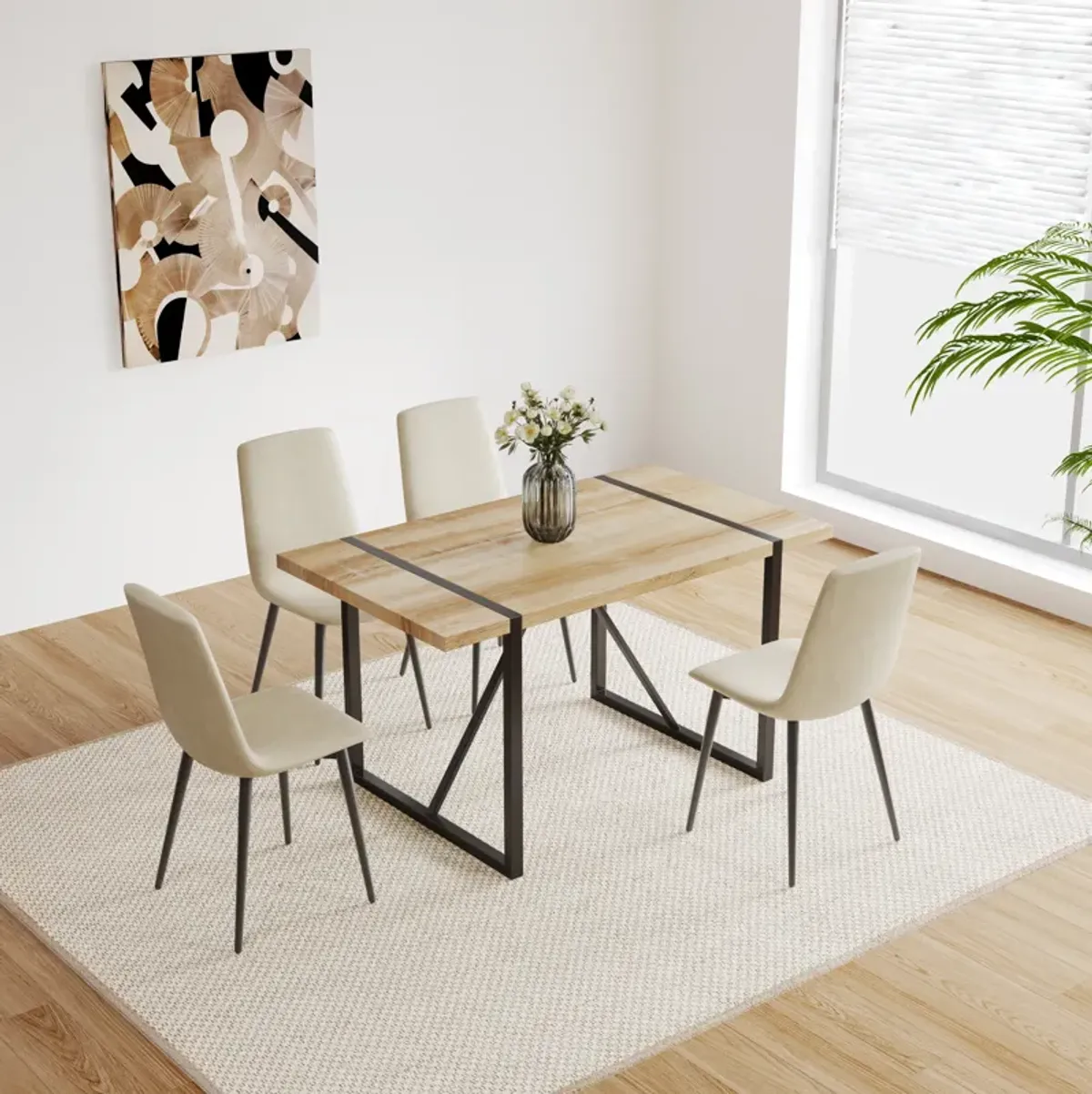 Merax Dining Table and 4 Dining Chairs Dining Set