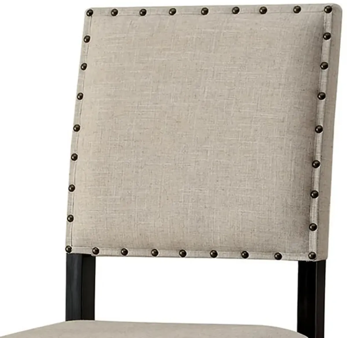 SANIA II Rustic Bar Chair In Ivory Linen, Cream, Set of 2-Benzara