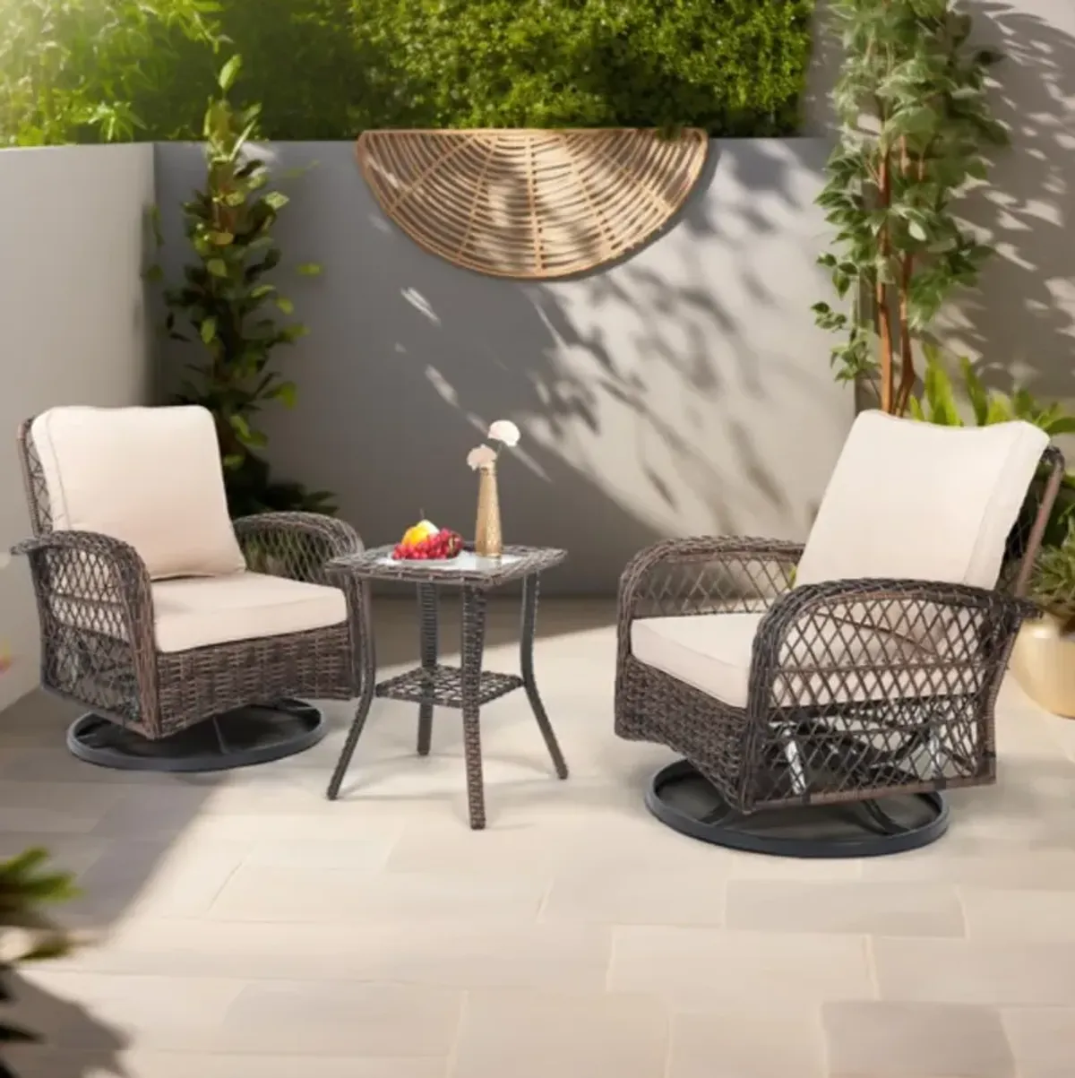 3-Piece Patio Furniture Set Outdoor Table and Chairs for Garden, Deck, and Balcony Seating