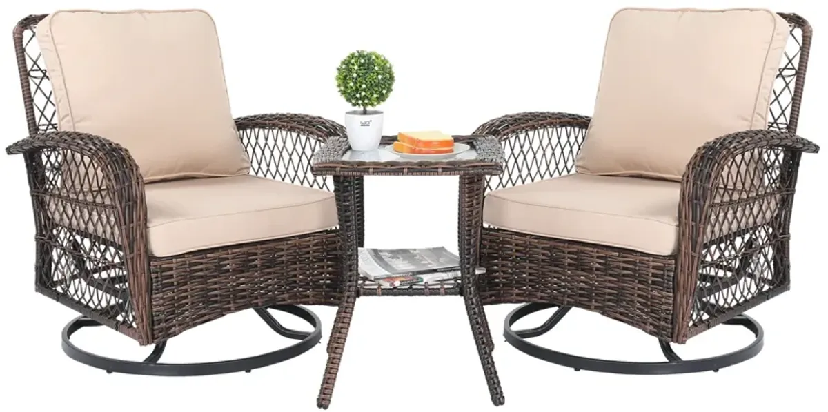 3-Piece Patio Furniture Set Outdoor Table and Chairs for Garden, Deck, and Balcony Seating