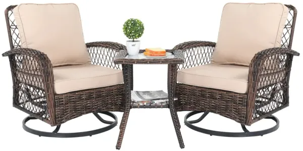 3-Piece Patio Furniture Set Outdoor Table and Chairs for Garden, Deck, and Balcony Seating