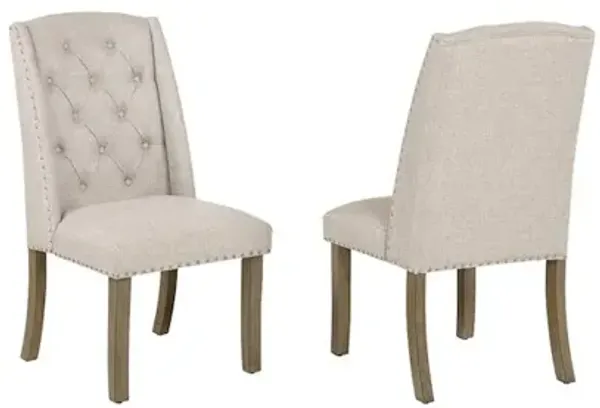 Beige Dining Chair With Linen Fabric