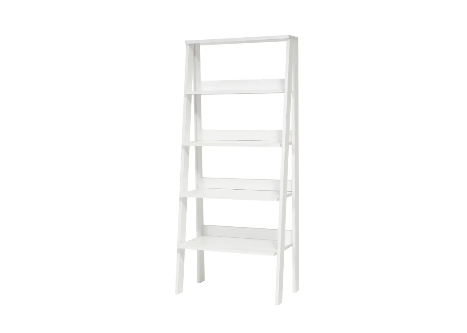 Furnish Home Store Otavio 5 Tier Modern Ladder Bookshelf Organizers, Wood Frame Bookshelf for Small Spaces in Your Living Rooms, Office Furniture Bookcase, White