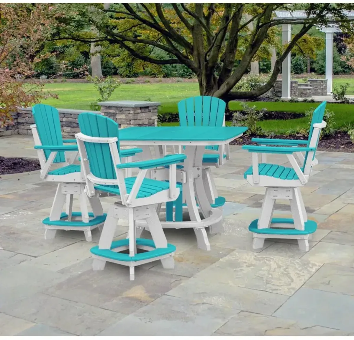 OS Home and Office Model 44S-C-ARW Counter Height Square Table in Aruba Blue with White Base