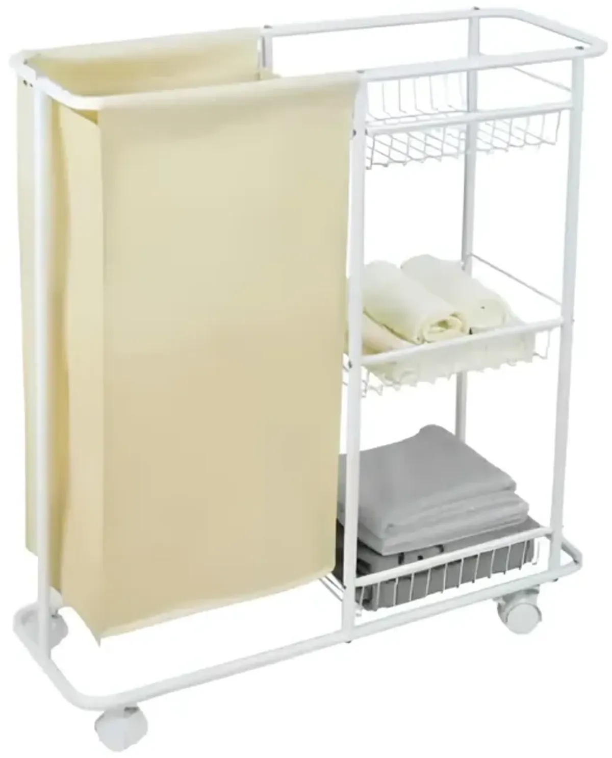 StarNight - Bathroom Cart with Storage and Hamper, White