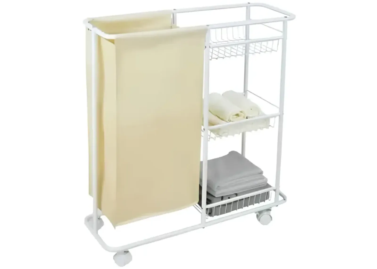 StarNight - Bathroom Cart with Storage and Hamper, White