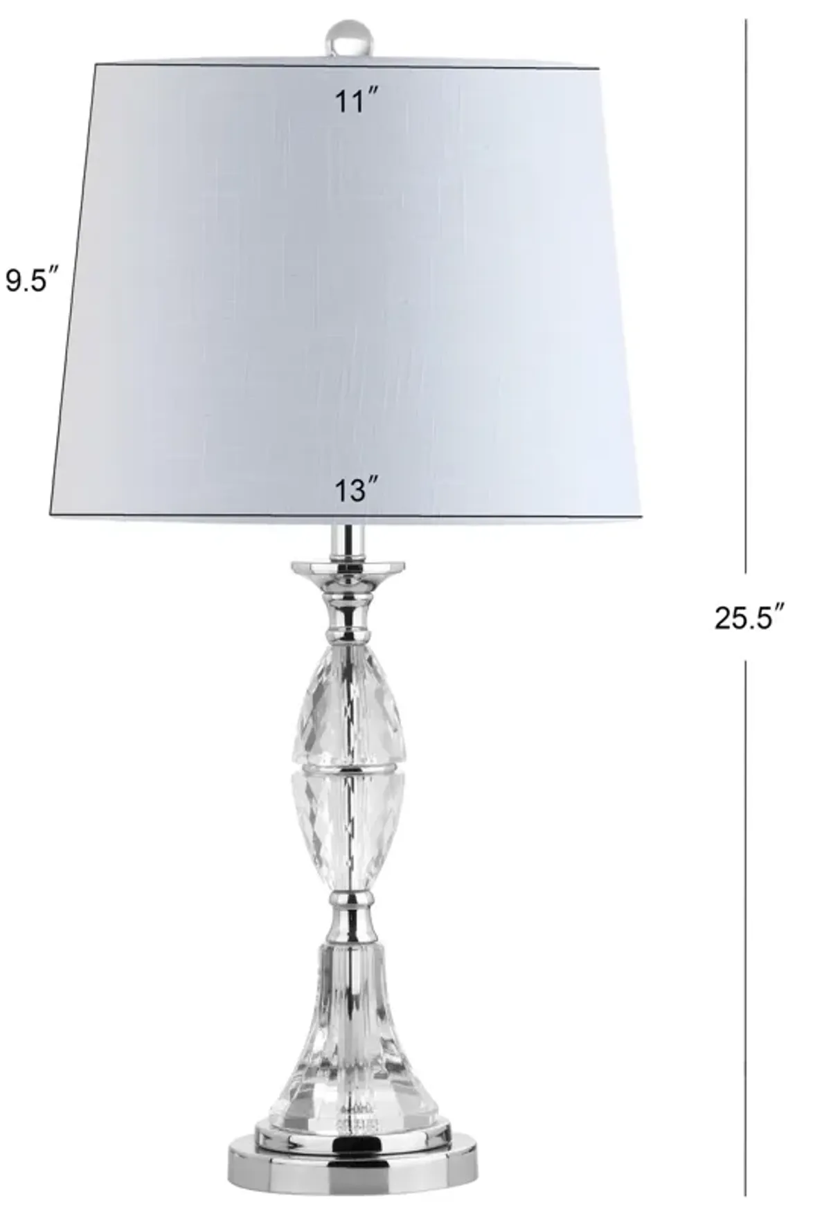 Reid 25.5" Crystal LED Table Lamp, Clear/Chrome (Set of 2)