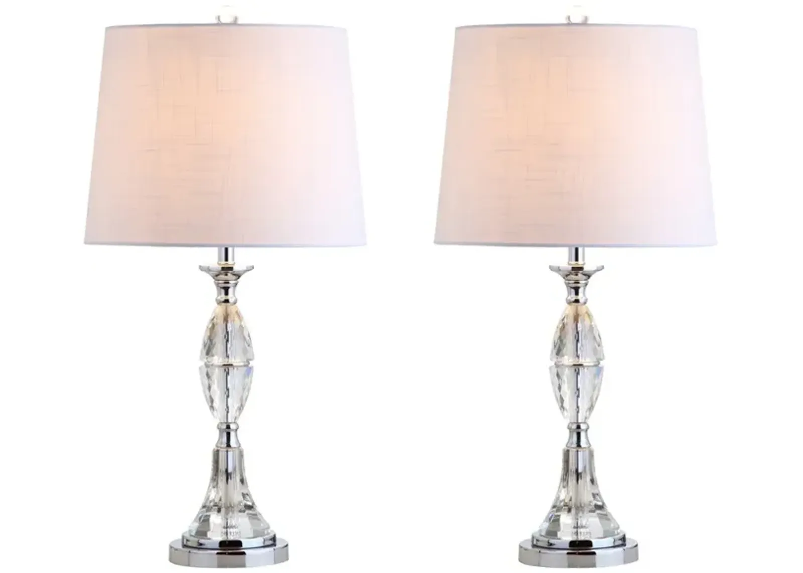 Reid 25.5" Crystal LED Table Lamp, Clear/Chrome (Set of 2)