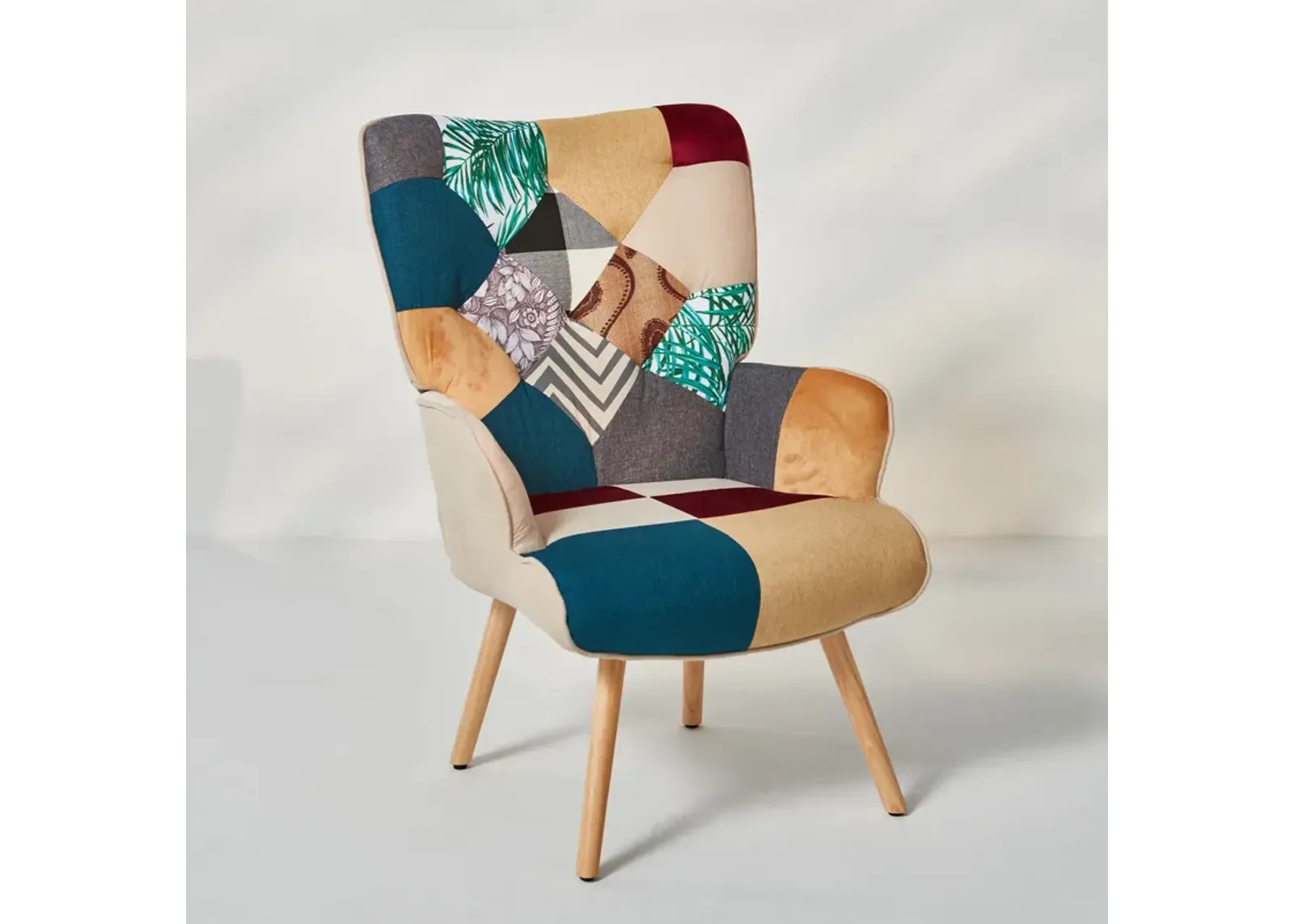 Accent Chair Modern High Back Arm Chair,Colorful Patchwork Reading Chairs for Bedroom