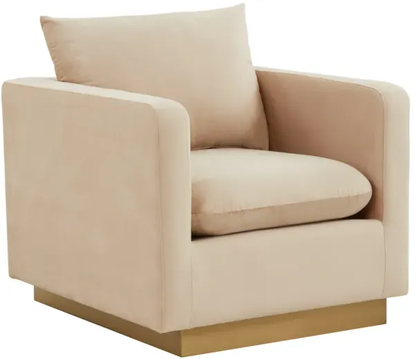 LeisureMod Nervo Velvet Accent Armchair With Gold Frame
